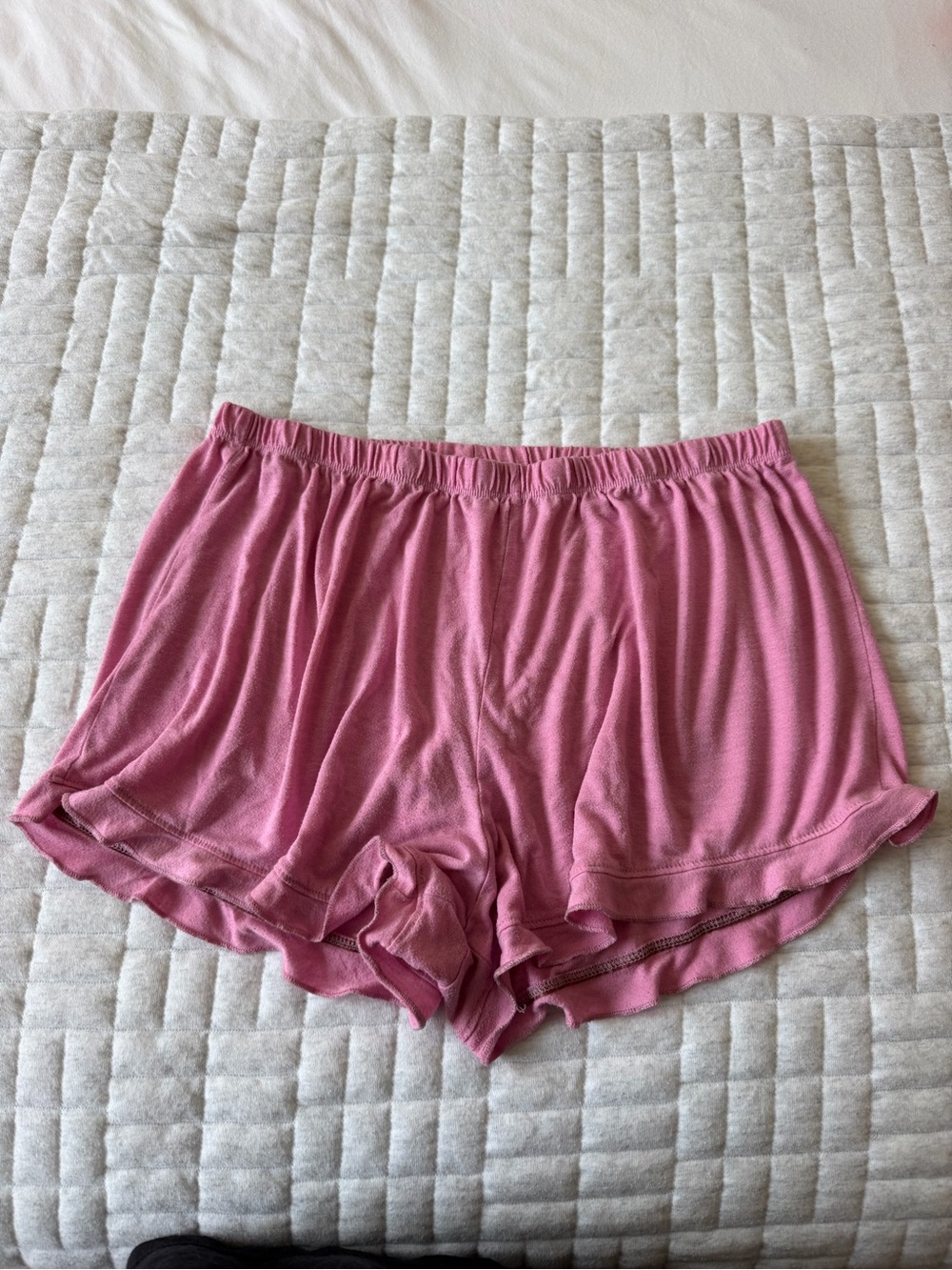 Love & Cherish Soft Pink Ruffle-Hem Lounge Shorts with Elastic Waist